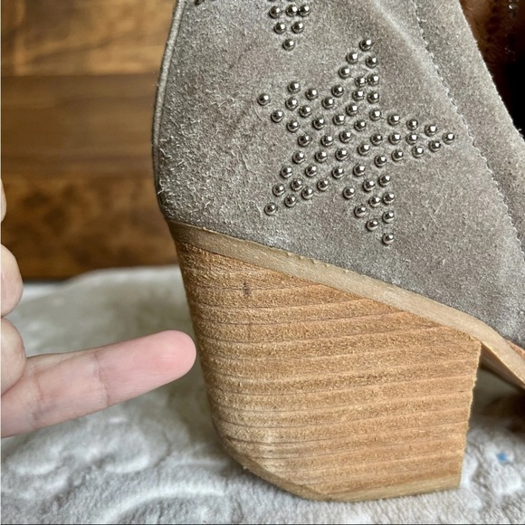 Jeffrey Campbell Asterial Booties Sz 8 Taupe Suede Star Studded Rock Western - Picture 6 of 16